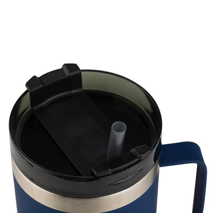 ✨ Taza térmica de acero inoxidable 900 ml – Azul oscuro 💙 | Con pajita reutilizable ♻️