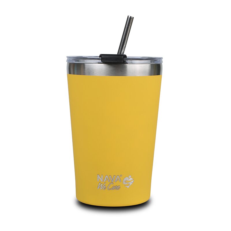 🌟 Taza Térmica de Viaje de Acero Inoxidable 450 ml – Rosa 💕 | Con Pajita Reutilizable ♻️ y Diseño Ecológico &quot;We Care&quot; 🌱🚀