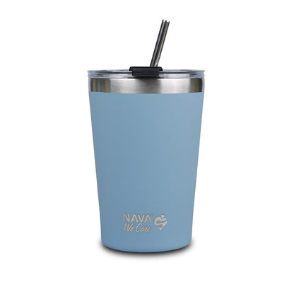 🌟 Taza Térmica de Viaje de Acero Inoxidable 450 ml – Rosa 💕 | Con Pajita Reutilizable ♻️ y Diseño Ecológico &quot;We Care&quot; 🌱🚀