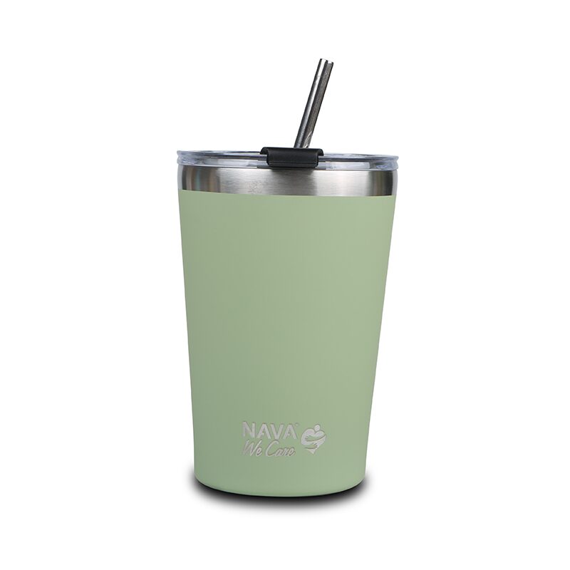 🌟 Taza Térmica de Viaje de Acero Inoxidable 450 ml – Rosa 💕 | Con Pajita Reutilizable ♻️ y Diseño Ecológico &quot;We Care&quot; 🌱🚀